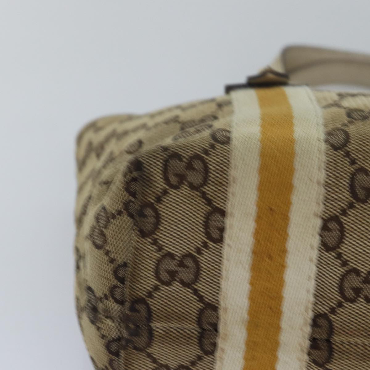 GUCCI GG Canvas Sherry Line Hand Bag Beige White 139261 78091