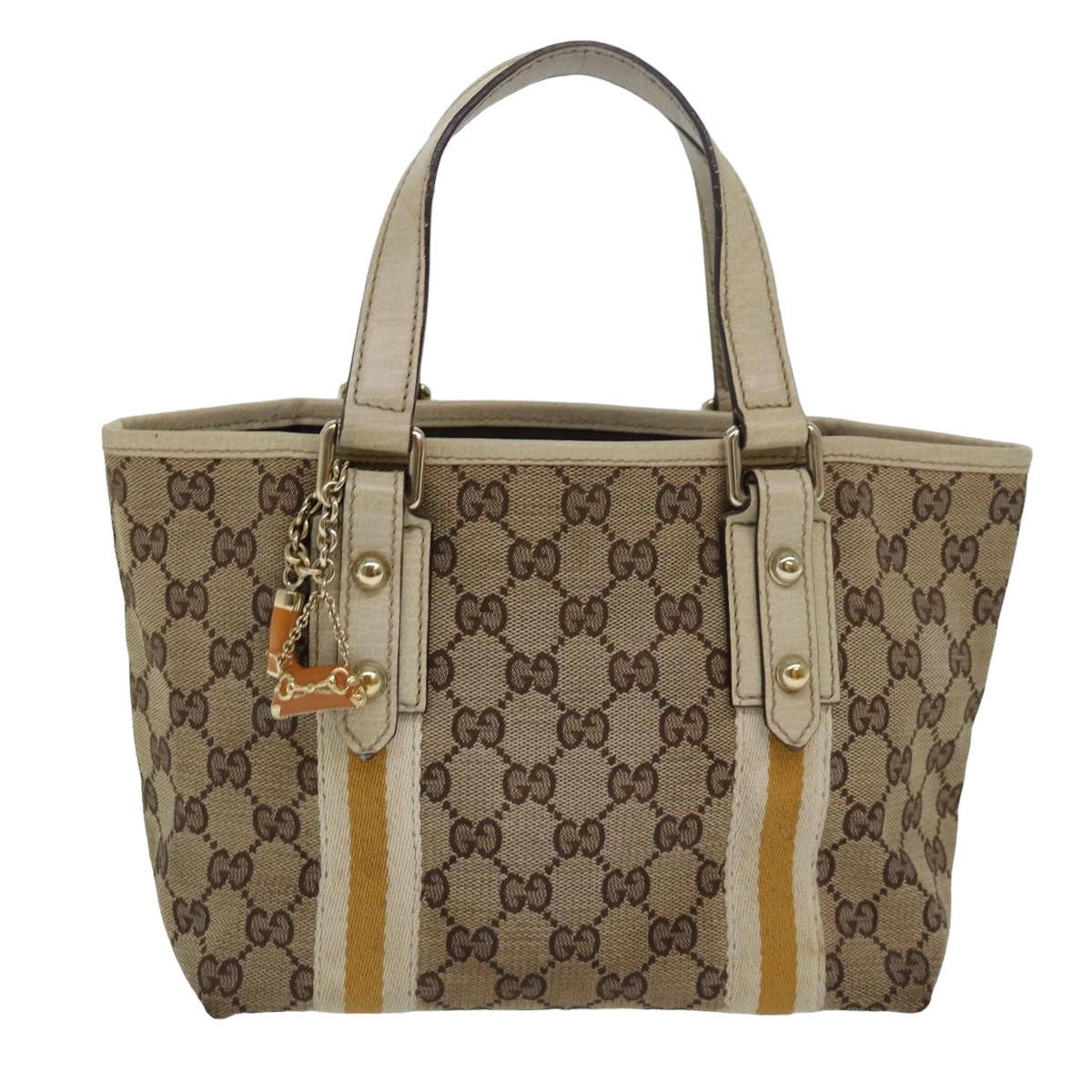 GUCCI GG Canvas Sherry Line Hand Bag Beige White 139261 78091