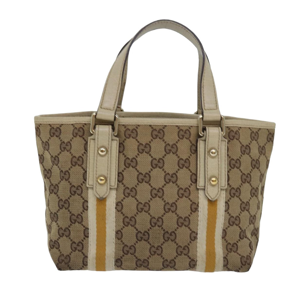 GUCCI GG Canvas Sherry Line Hand Bag Beige White 139261 78091