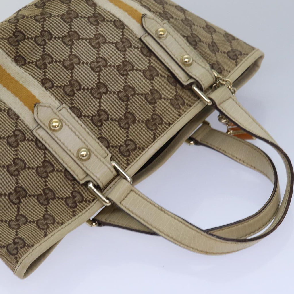 GUCCI GG Canvas Sherry Line Hand Bag Beige White 139261 78091