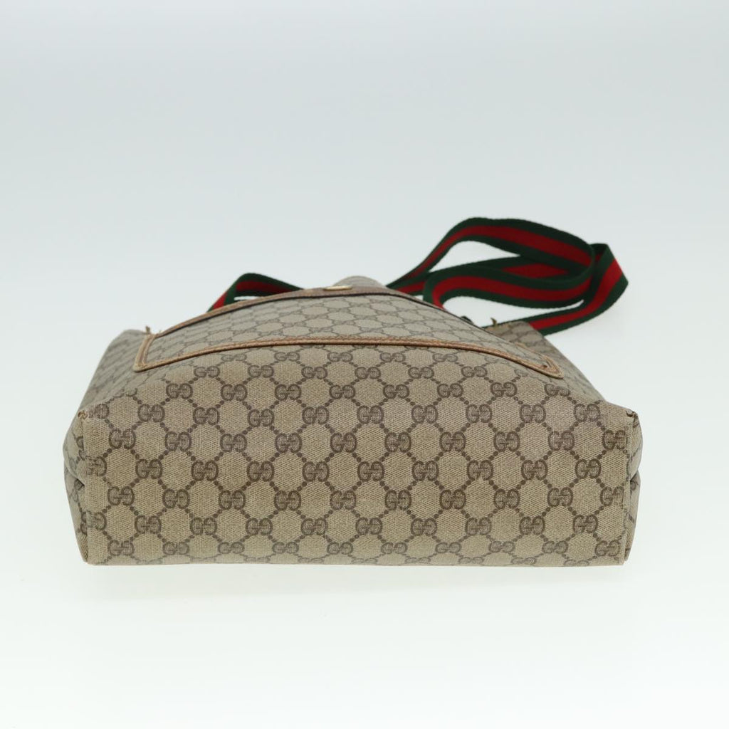 GUCCI GG Supreme Web Sherry Line Tote Bag PVC Beige Red 39 02 003 78095