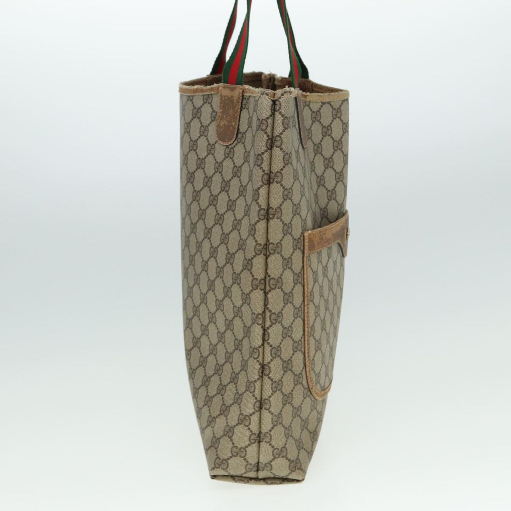 GUCCI GG Supreme Web Sherry Line Tote Bag PVC Beige Red 39 02 003 78095