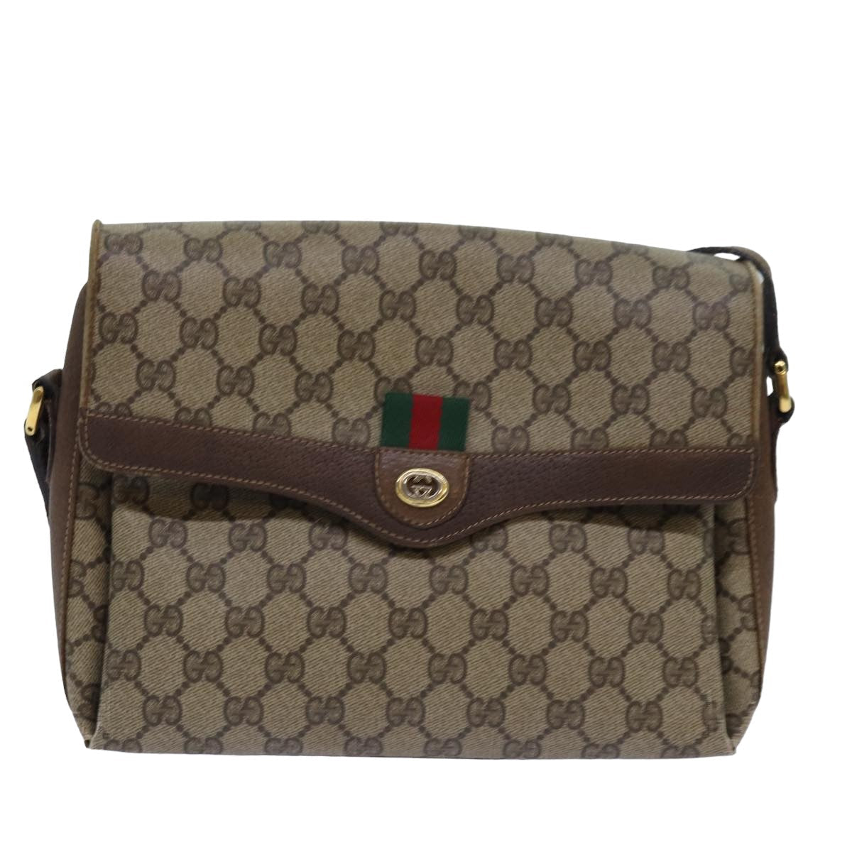 GUCCI GG Supreme Web Sherry Line Shoulder Bag PVC Beige 904 02 084 78097