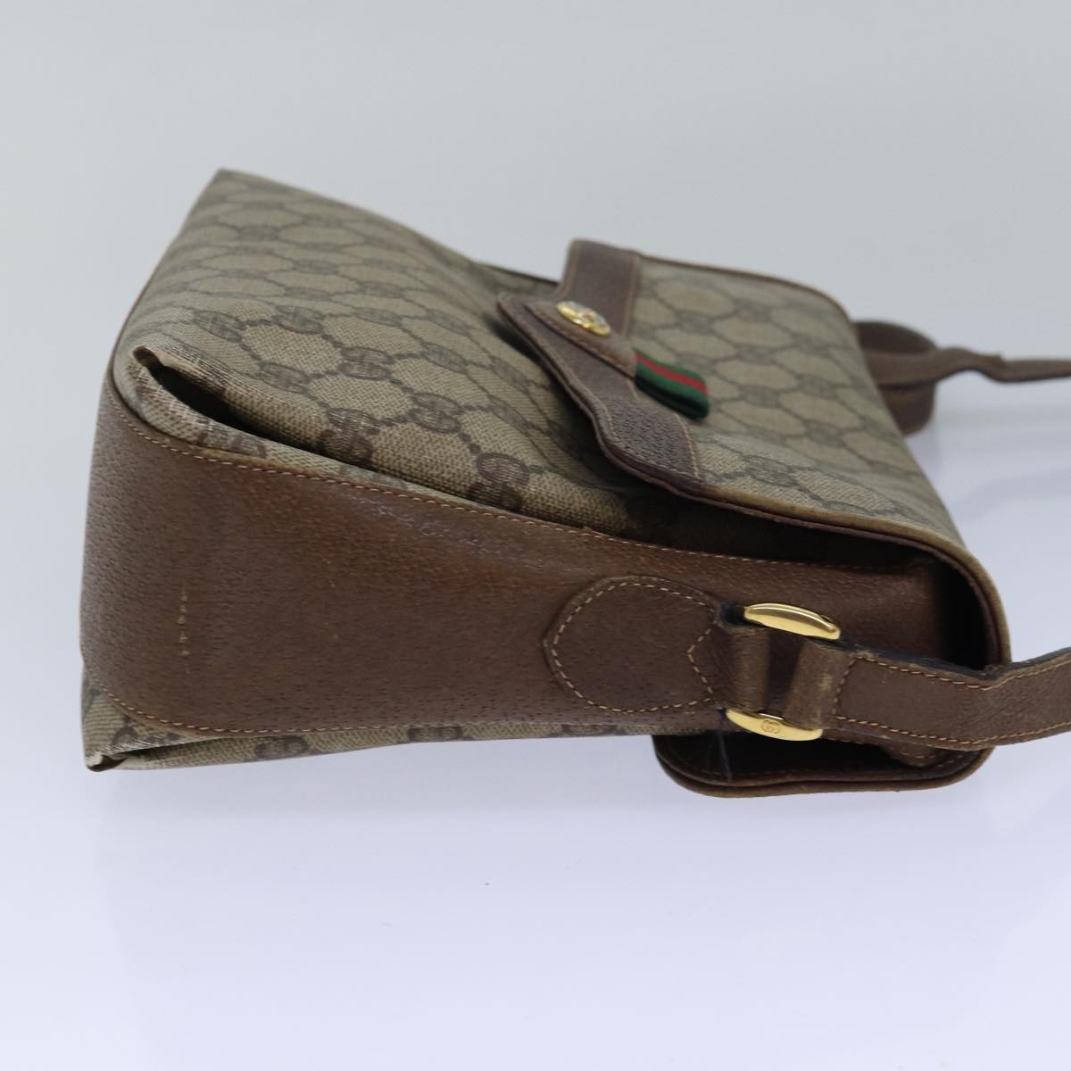 GUCCI GG Supreme Web Sherry Line Shoulder Bag PVC Beige 904 02 084 78097