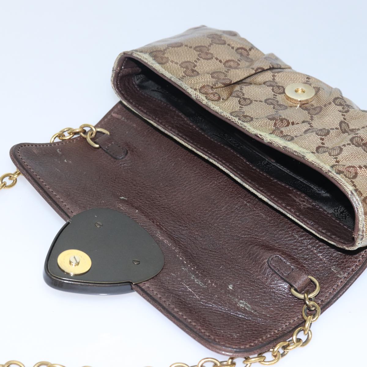 GUCCI GG Crystal Hysteria Chain Shoulder Bag Beige 208710 78098