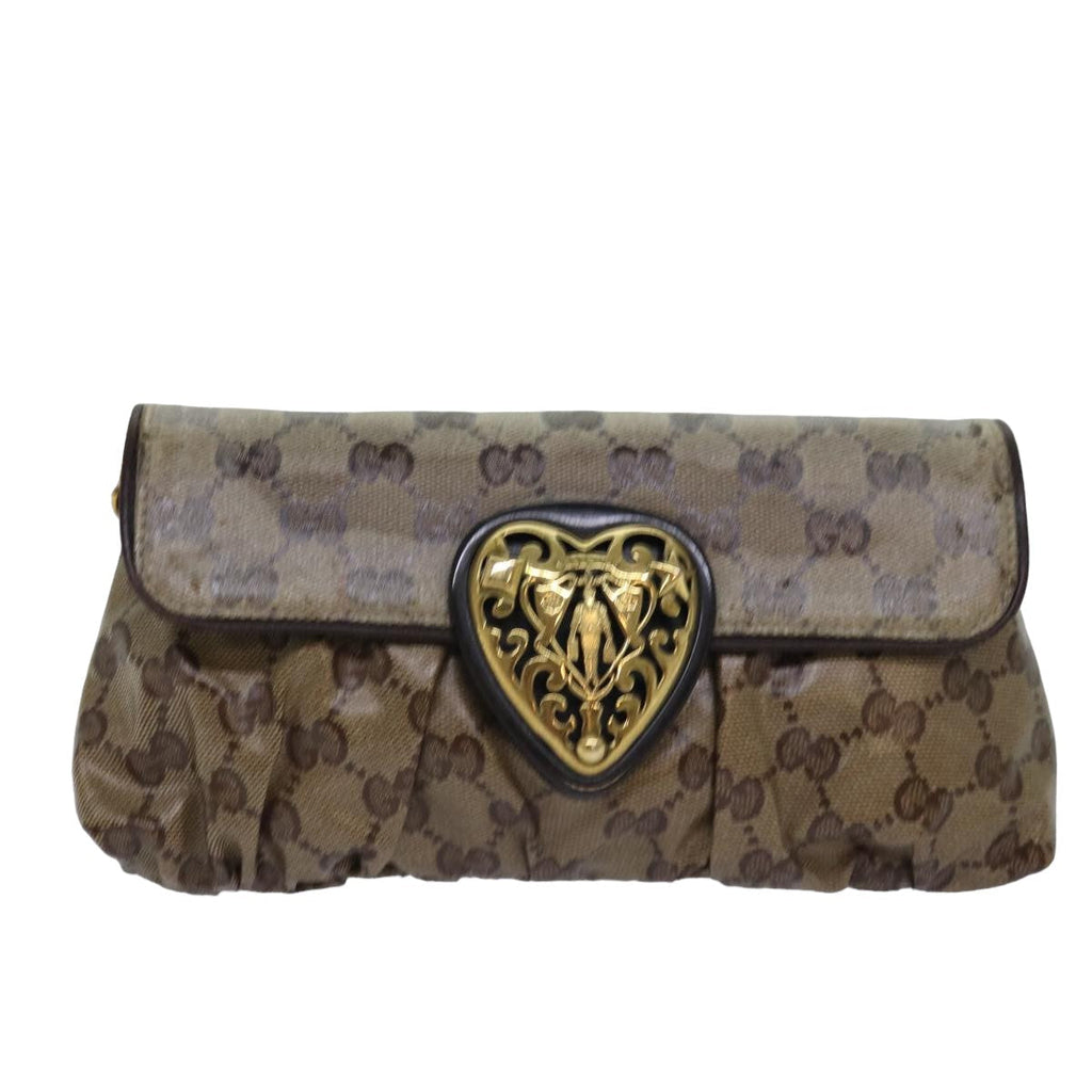 GUCCI GG Crystal Hysteria Chain Shoulder Bag Beige 208710 78098