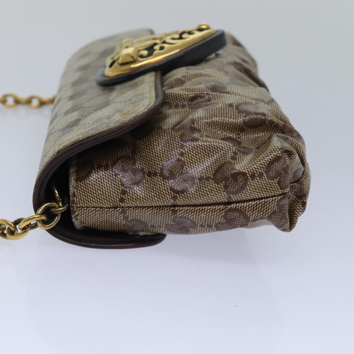 GUCCI GG Crystal Hysteria Chain Shoulder Bag Beige 208710 78098