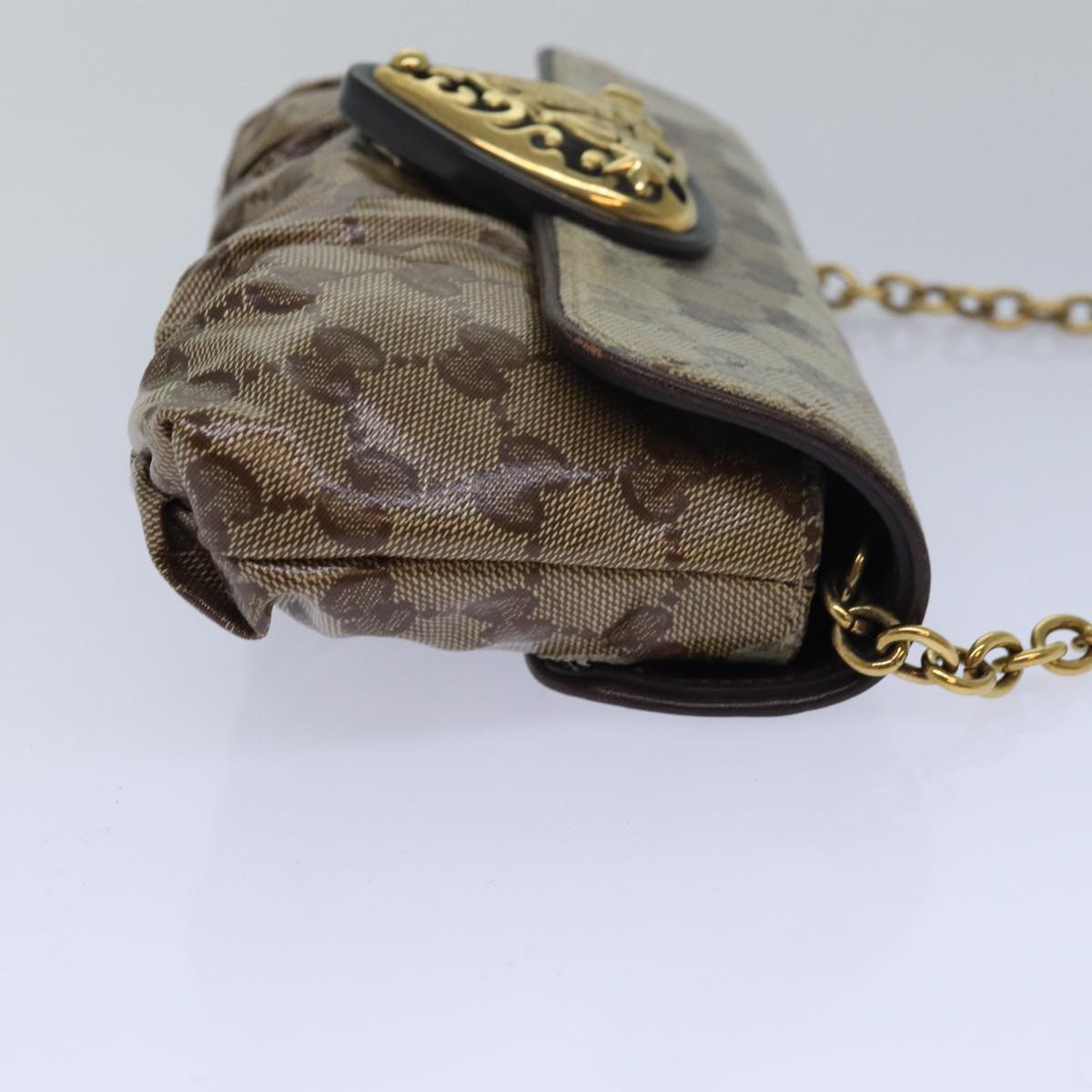 GUCCI GG Crystal Hysteria Chain Shoulder Bag Beige 208710 78098