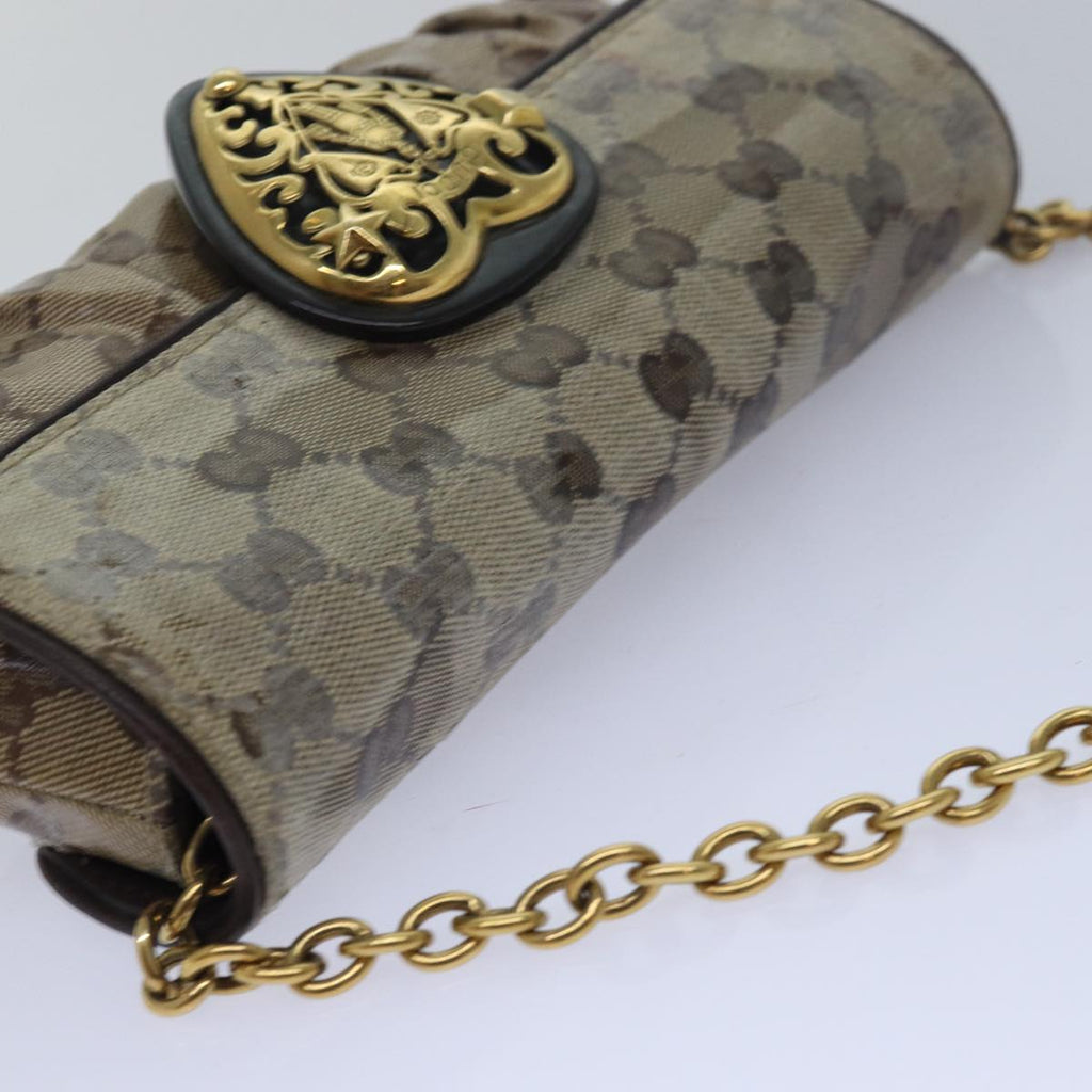 GUCCI GG Crystal Hysteria Chain Shoulder Bag Beige 208710 78098
