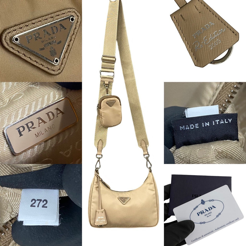 PRADA Shoulder Bag Nylon beige Re:Edition