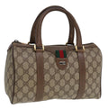GUCCI GG Supreme Web Sherry Line Boston Bag PVC Leather Beige 78100