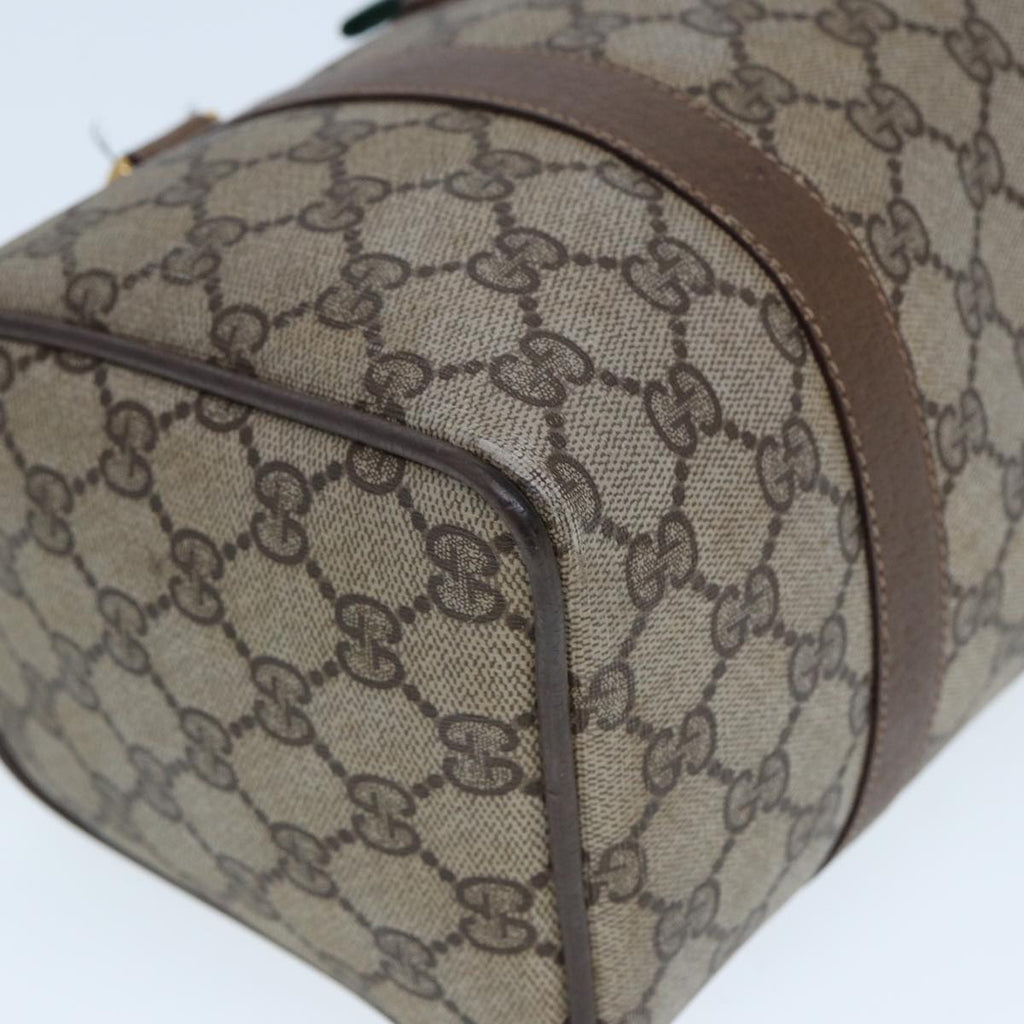 GUCCI GG Supreme Web Sherry Line Boston Bag PVC Leather Beige 78100