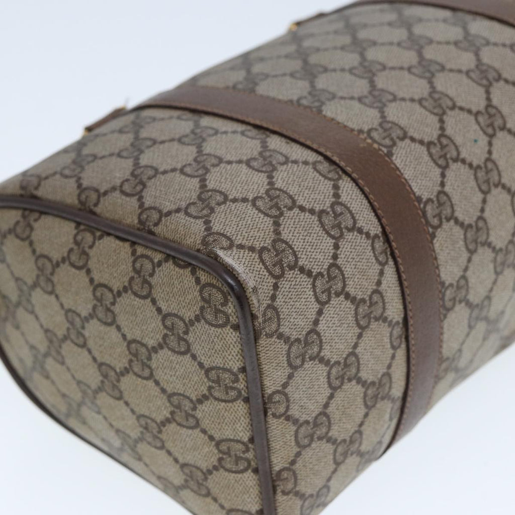GUCCI GG Supreme Web Sherry Line Boston Bag PVC Leather Beige 78100