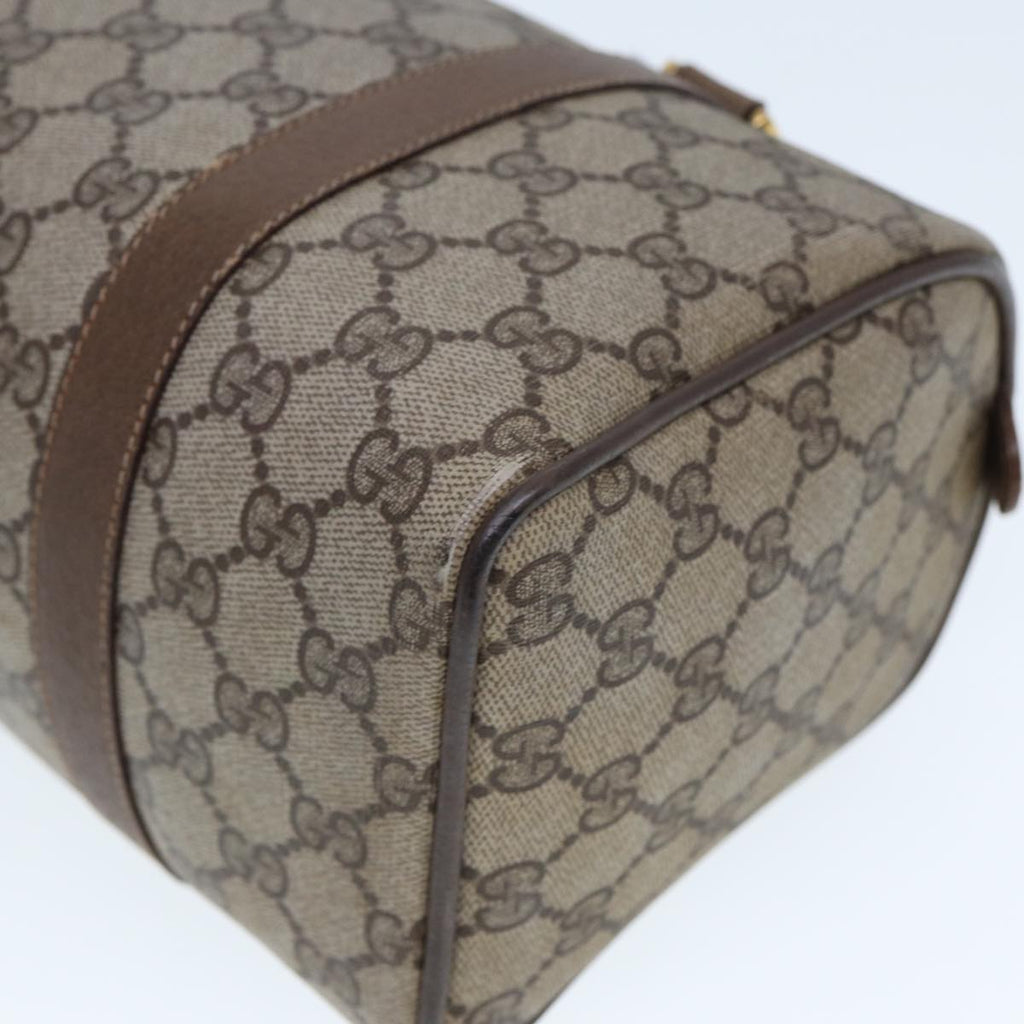 GUCCI GG Supreme Web Sherry Line Boston Bag PVC Leather Beige 78100