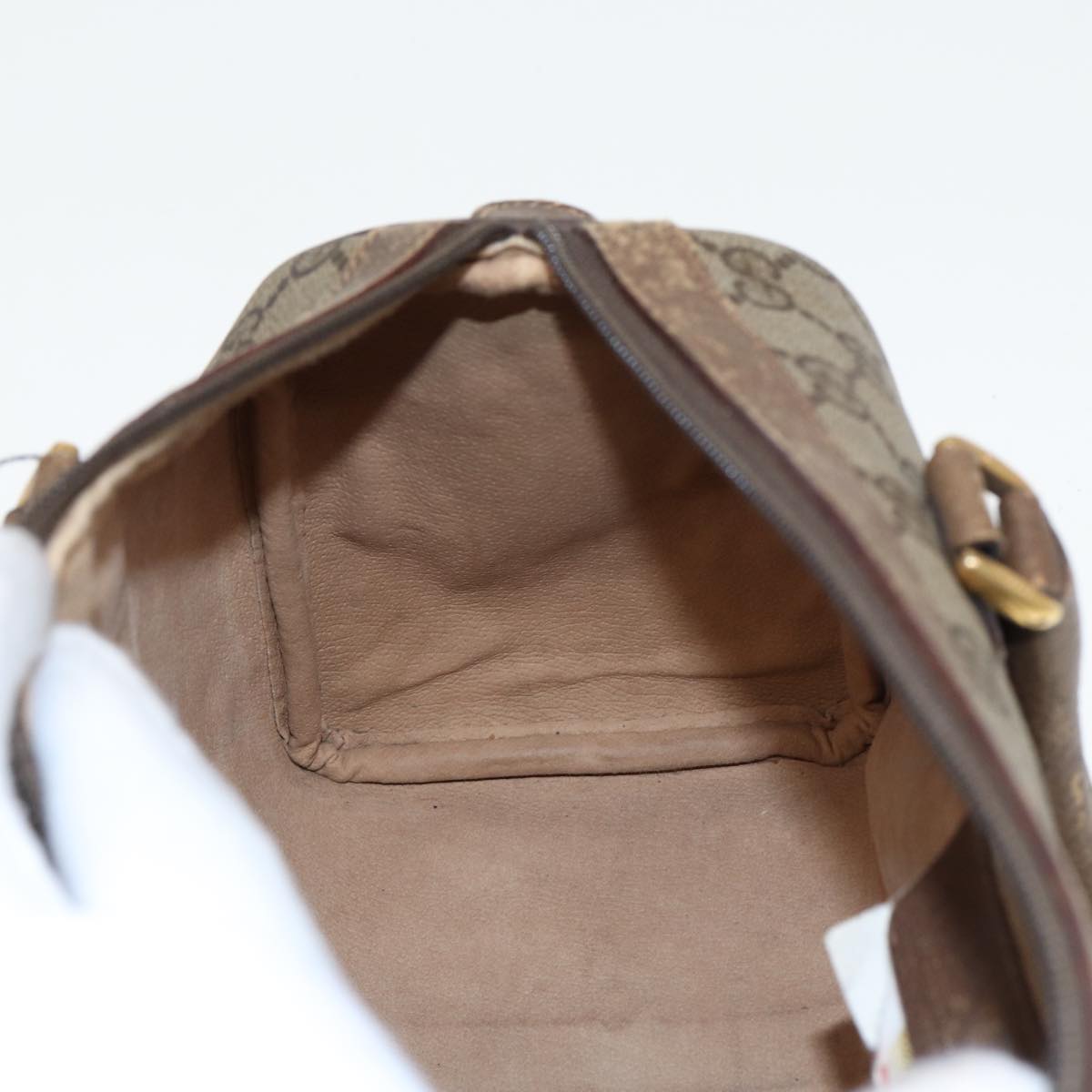 GUCCI GG Supreme Web Sherry Line Boston Bag PVC Leather Beige 78100