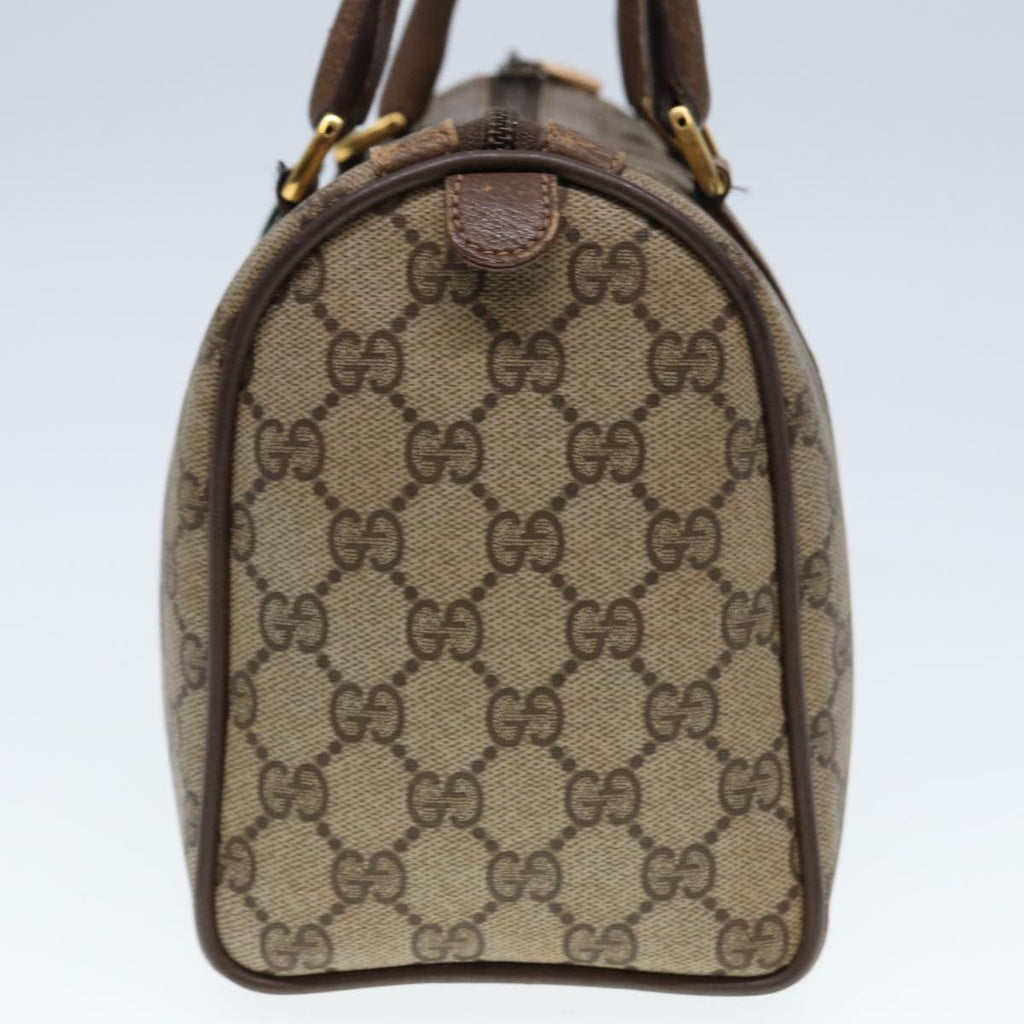 GUCCI GG Supreme Web Sherry Line Boston Bag PVC Leather Beige 78100