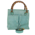 GUCCI Bamboo Hand Bag Suede 2way Light Blue 000 122 0316 78217