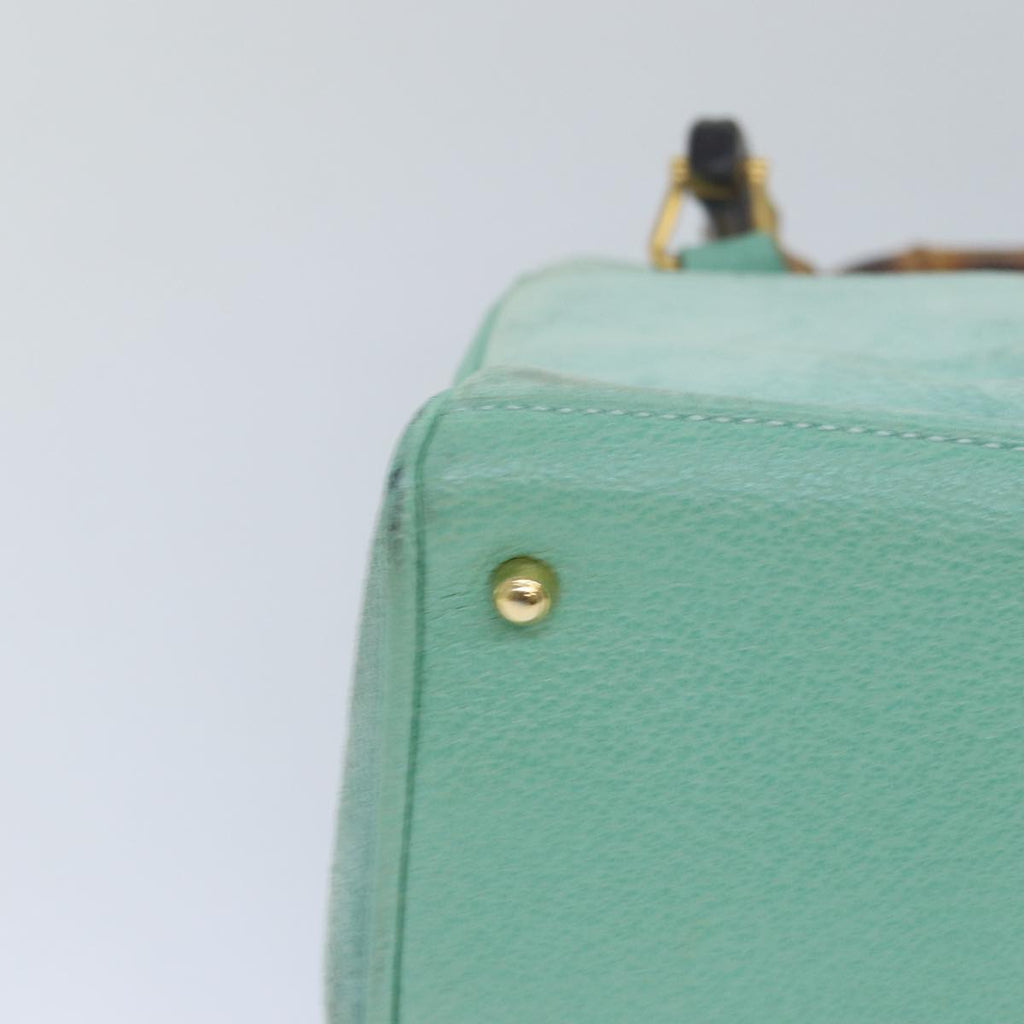 GUCCI Bamboo Hand Bag Suede 2way Light Blue 000 122 0316 78217