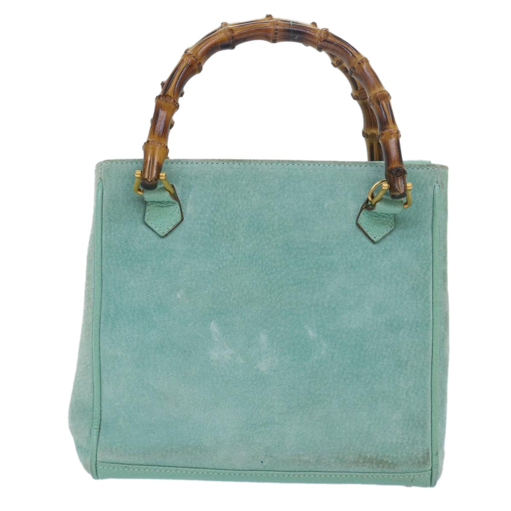 GUCCI Bamboo Hand Bag Suede 2way Light Blue 000 122 0316 78217