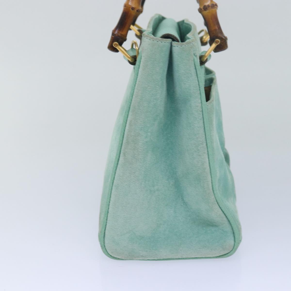 GUCCI Bamboo Hand Bag Suede 2way Light Blue 000 122 0316 78217