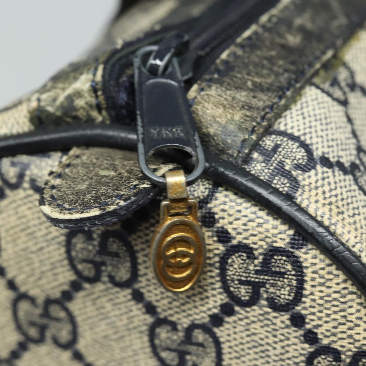 GUCCI GG Canvas Sherry Line Boston Bag Navy Red 012 3842 33 39 78228
