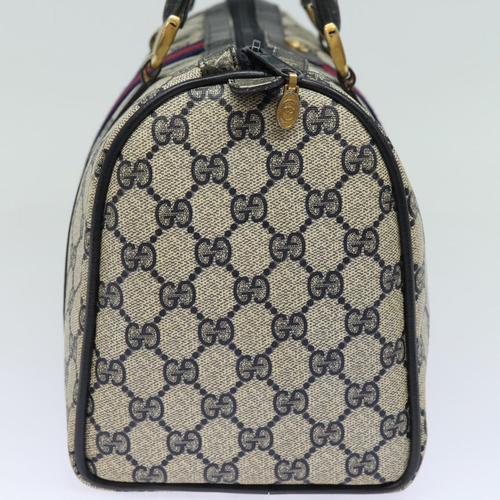 GUCCI GG Canvas Sherry Line Boston Bag Navy Red 012 3842 33 39 78228
