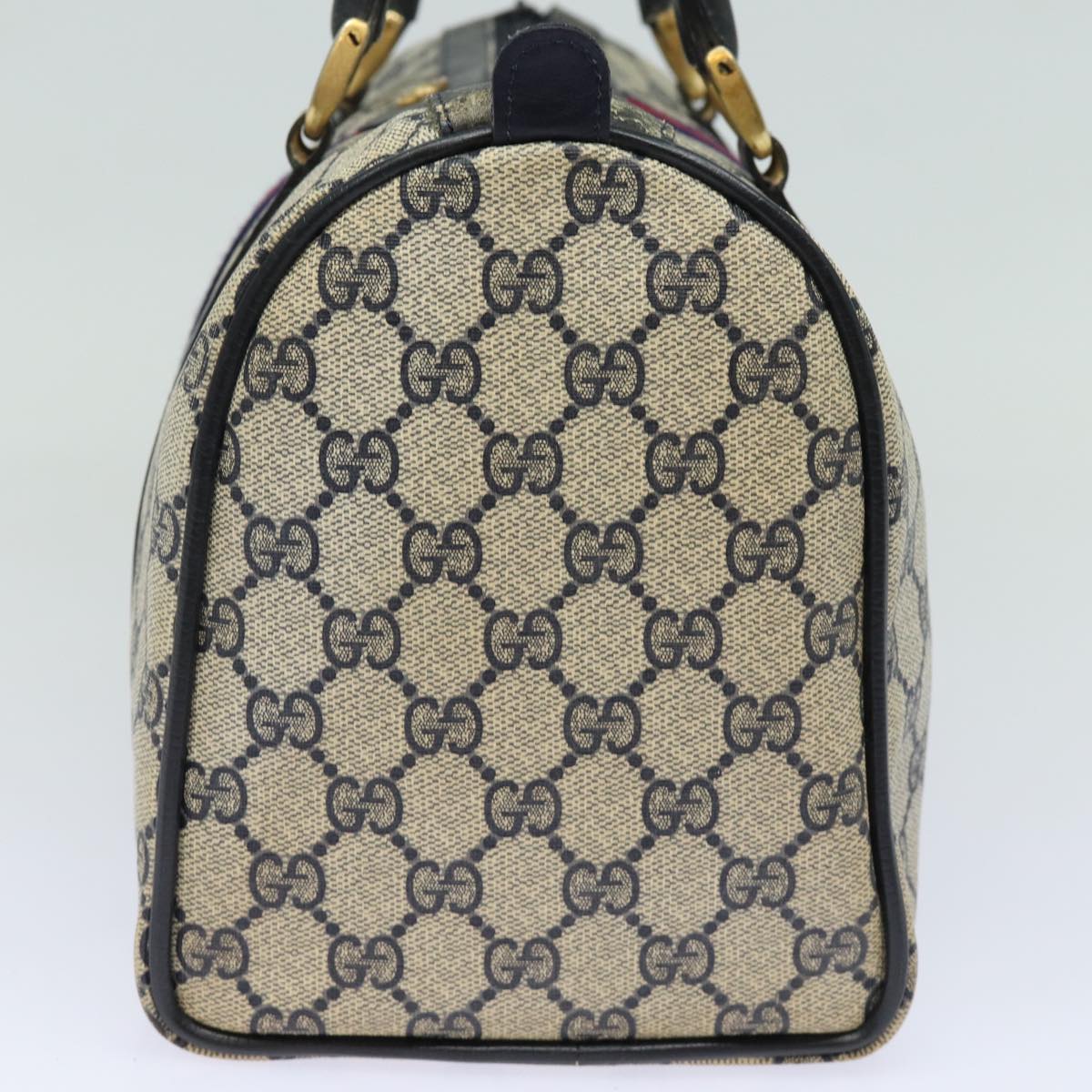 GUCCI GG Canvas Sherry Line Boston Bag Navy Red 012 3842 33 39 78228