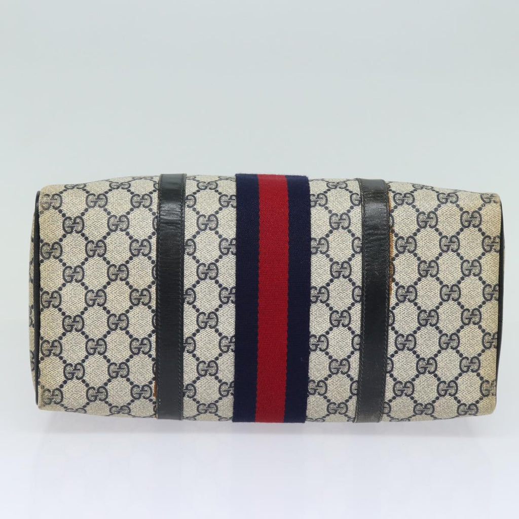 GUCCI GG Canvas Sherry Line Boston Bag Navy Red 012 3842 33 39 78228