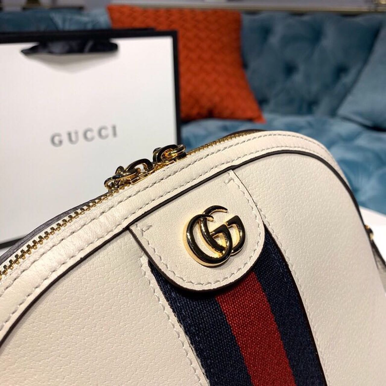 gg Ophidia Shoulder Bag White 9in/24cm