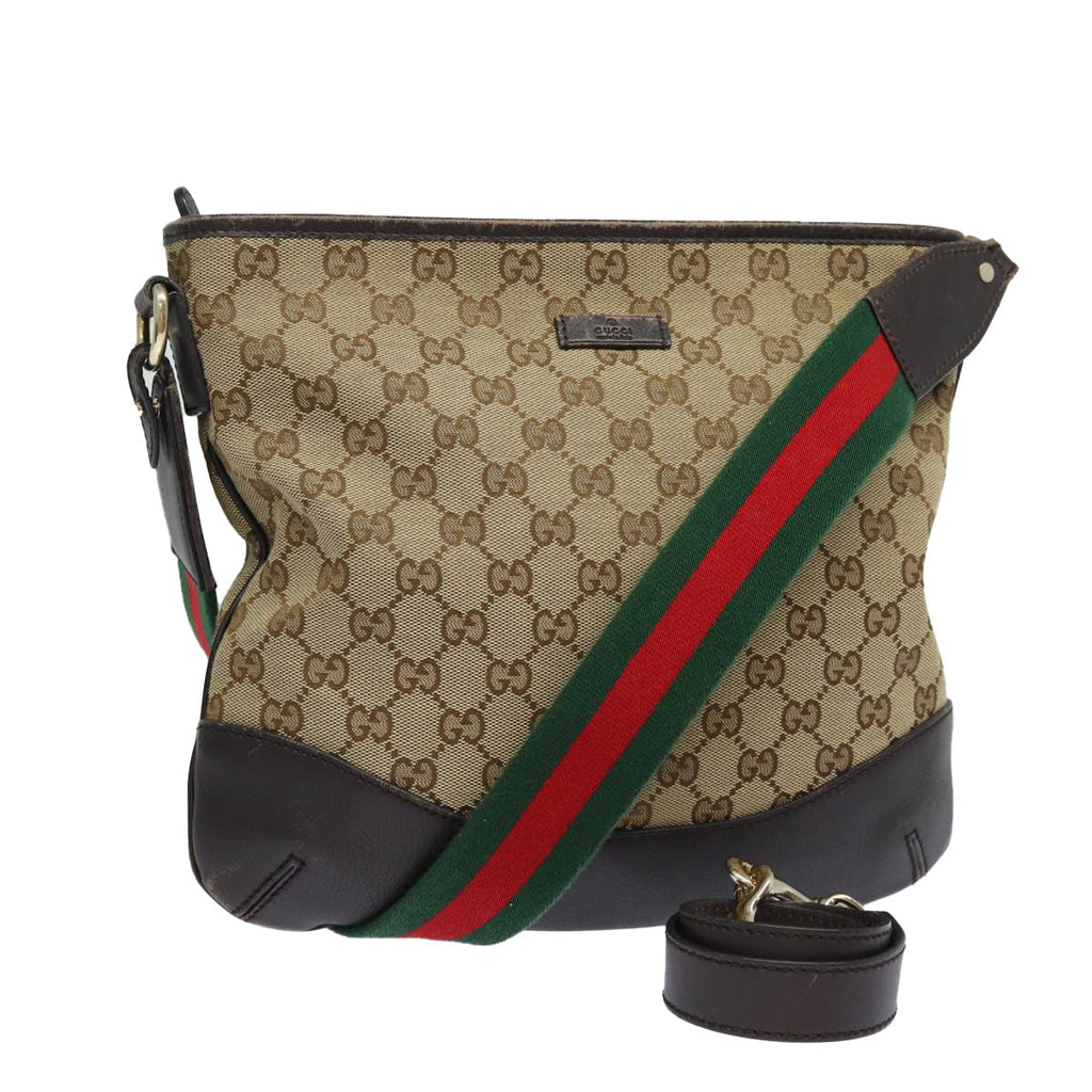 GUCCI GG Canvas Web Sherry Line Shoulder Bag Outlet 2way Beige 388927 78234
