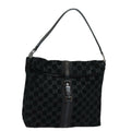GUCCI GG Canvas Jackie Shoulder Bag Suede Black 001 3355 78237