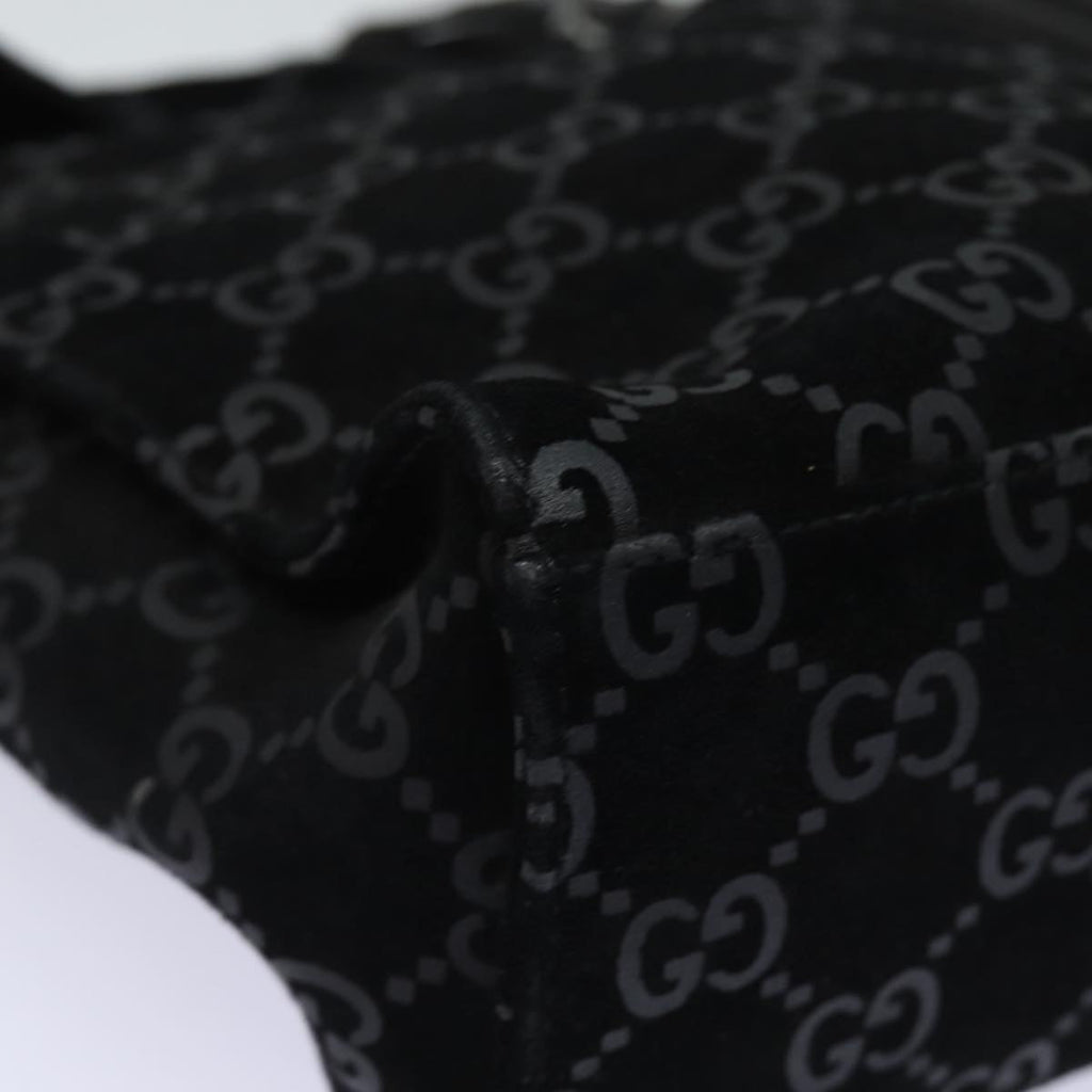 GUCCI GG Canvas Jackie Shoulder Bag Suede Black 001 3355 78237