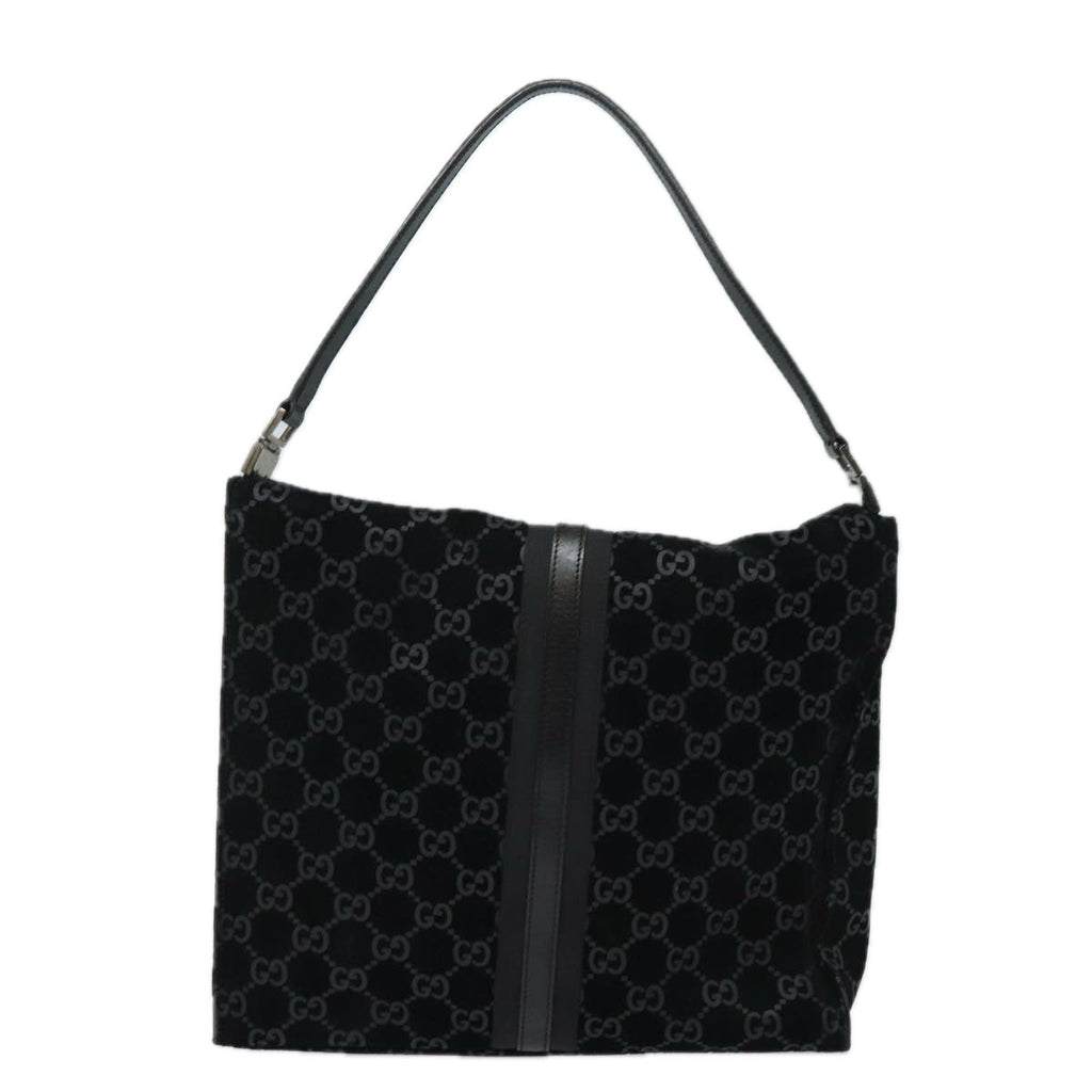 GUCCI GG Canvas Jackie Shoulder Bag Suede Black 001 3355 78237