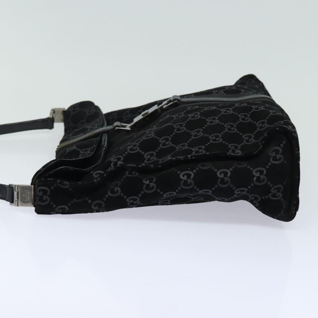 GUCCI GG Canvas Jackie Shoulder Bag Suede Black 001 3355 78237