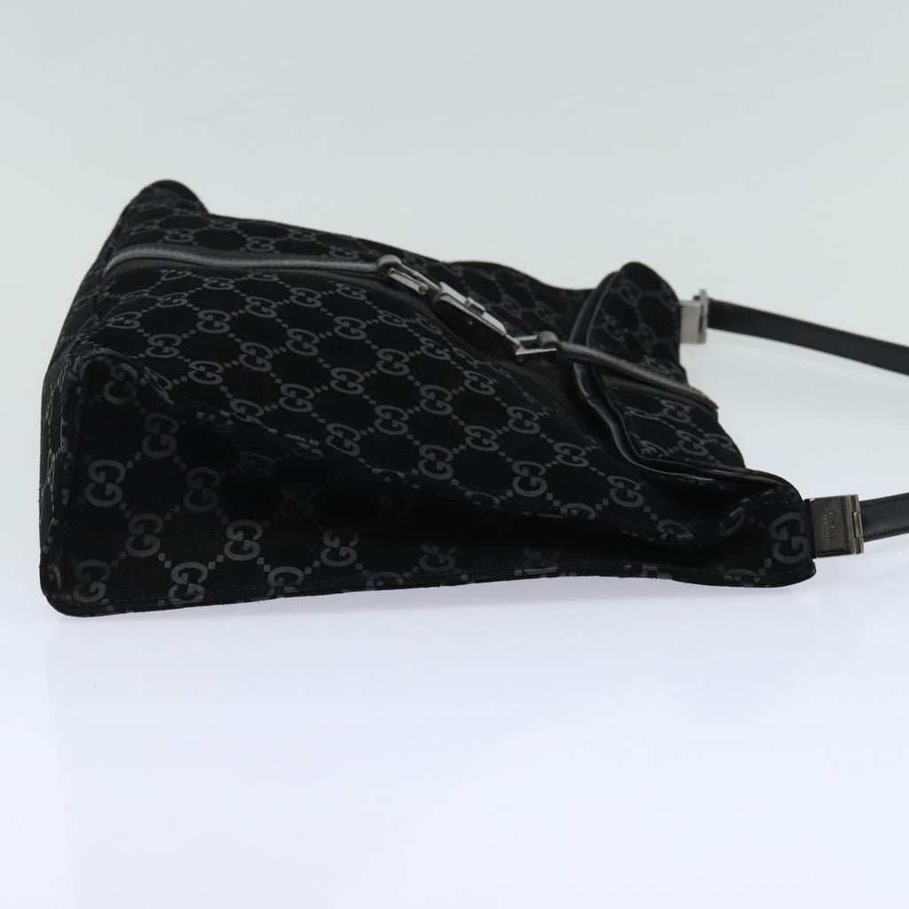 GUCCI GG Canvas Jackie Shoulder Bag Suede Black 001 3355 78237