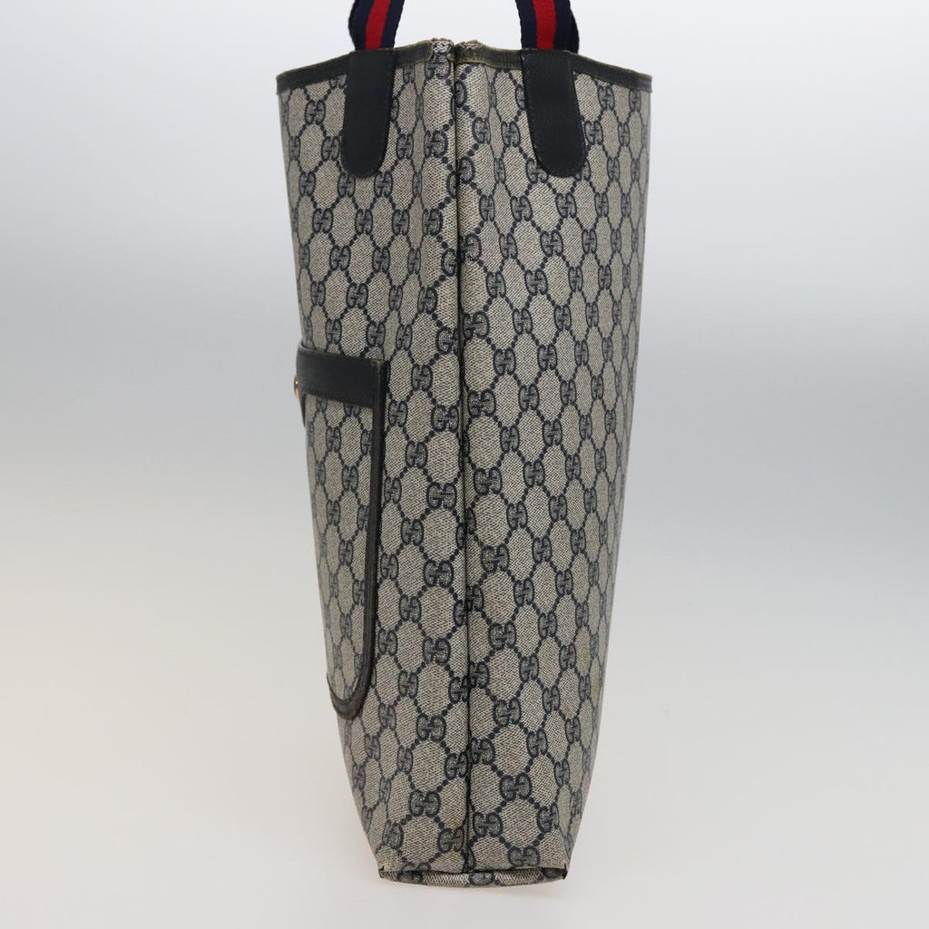 GUCCI GG Supreme Sherry Line Tote Bag PVC Leather Navy Red 39 02 003 78244