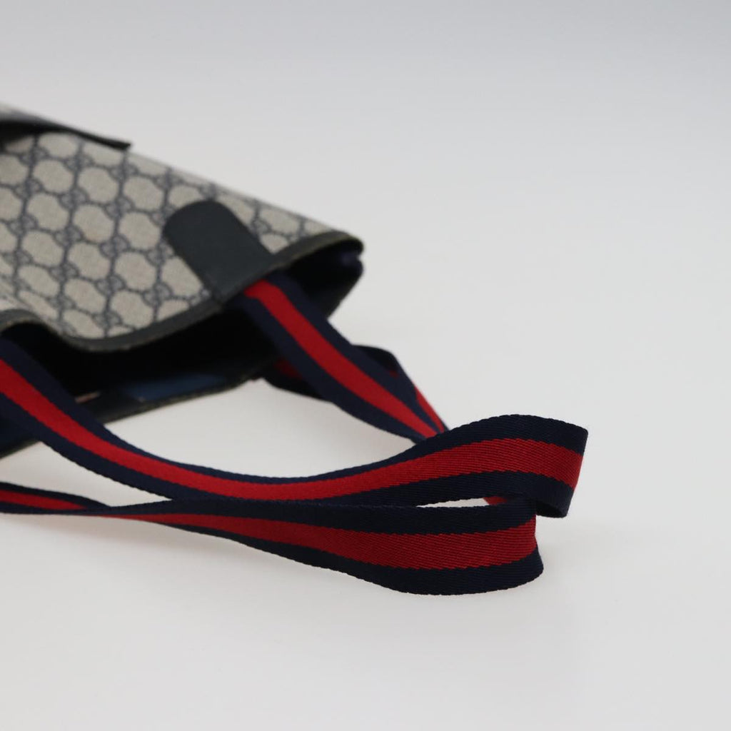 GUCCI GG Supreme Sherry Line Tote Bag PVC Leather Navy Red 39 02 003 78244