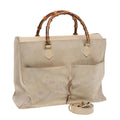 GUCCI Bamboo Tote Bag Suede 2way Beige 002 2855 0322 0 78245
