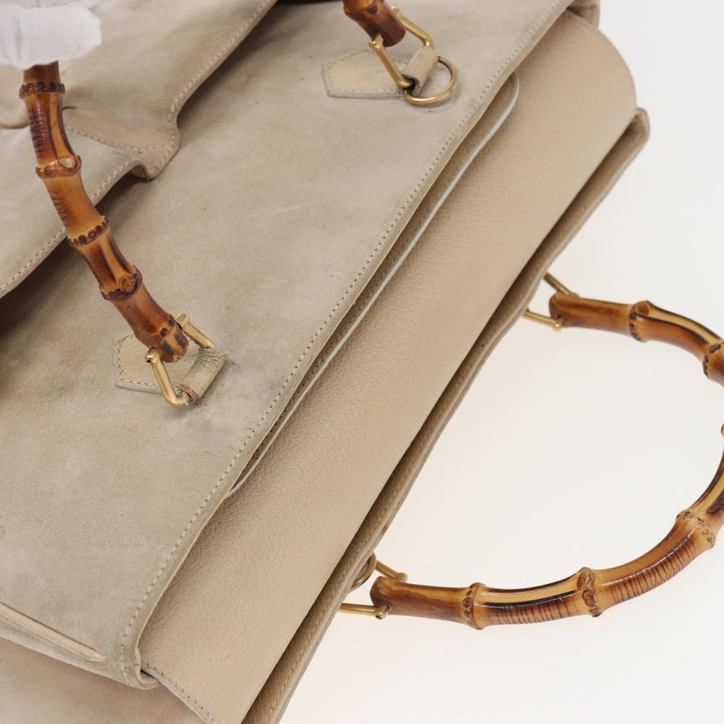 GUCCI Bamboo Tote Bag Suede 2way Beige 002 2855 0322 0 78245