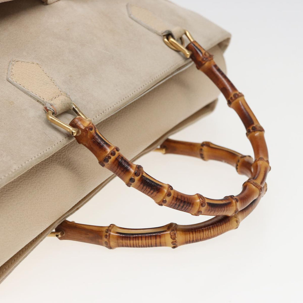 GUCCI Bamboo Tote Bag Suede 2way Beige 002 2855 0322 0 78245