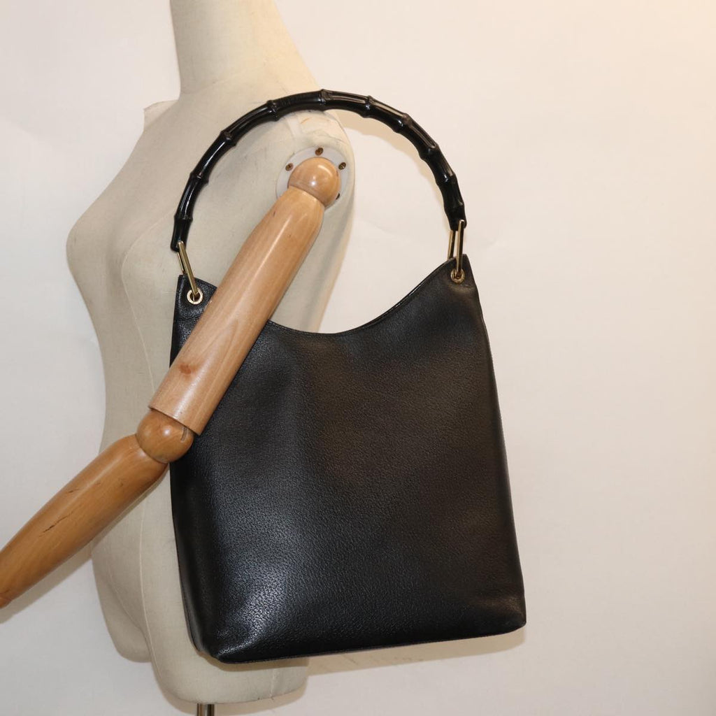 GUCCI Bamboo Shoulder Bag Leather Black 001 3006 78246
