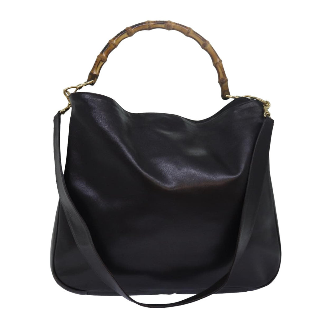 GUCCI Bamboo Shoulder Bag Leather Brown 001 1998 1577 78247