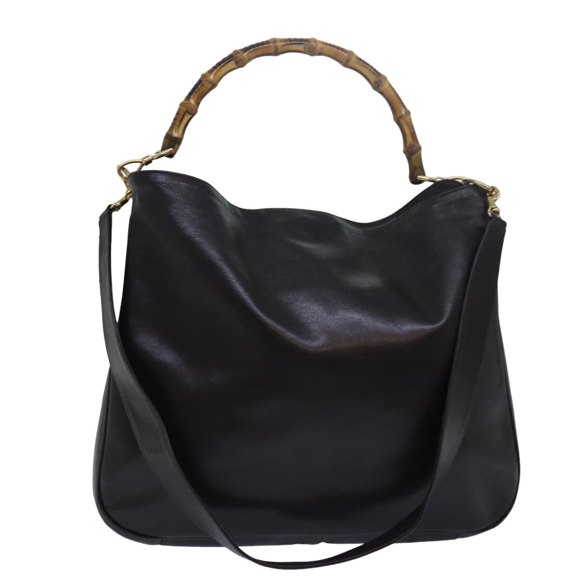 GUCCI Bamboo Shoulder Bag Leather Brown 001 1998 1577 78247