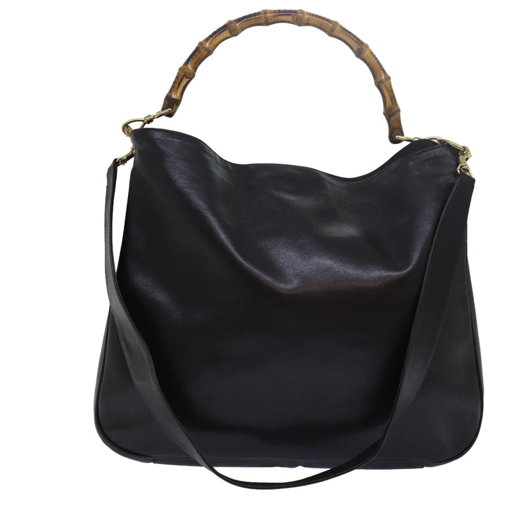 GUCCI Bamboo Shoulder Bag Leather Brown 001 1998 1577 78247