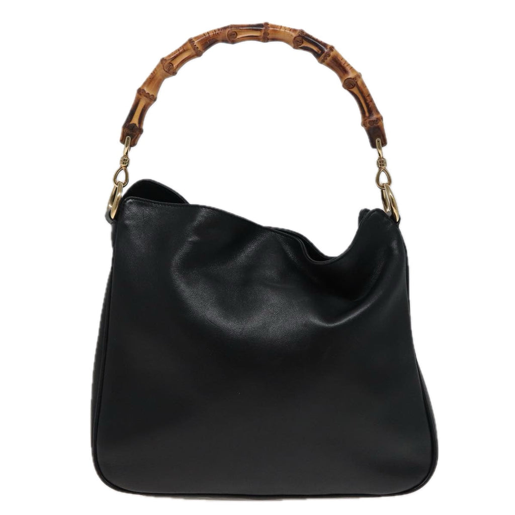 GUCCI Bamboo Shoulder Bag Leather Black 001 1638 78248