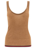GUCCI Ribbed Knit Tank Top with Logo Detail