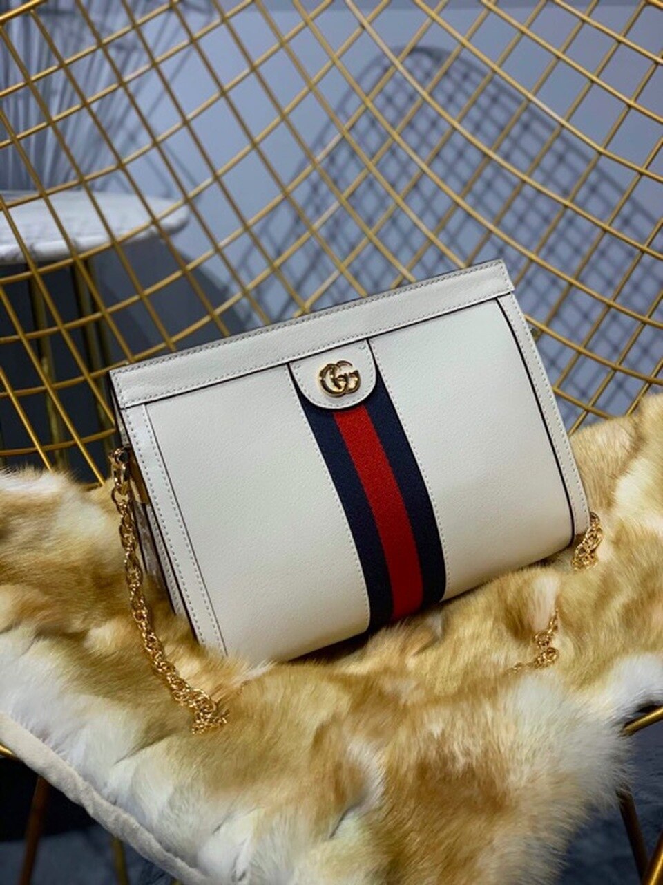 Glami OphiGLAMIa Small Shoulder Bag White For Women 10in/25cm Glami 503877-DJ2GLAMI-8454