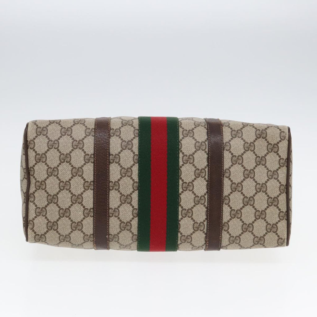 GUCCI GG Supreme Web Sherry Line Boston Bag PVC Beige Red 012 3842 78291