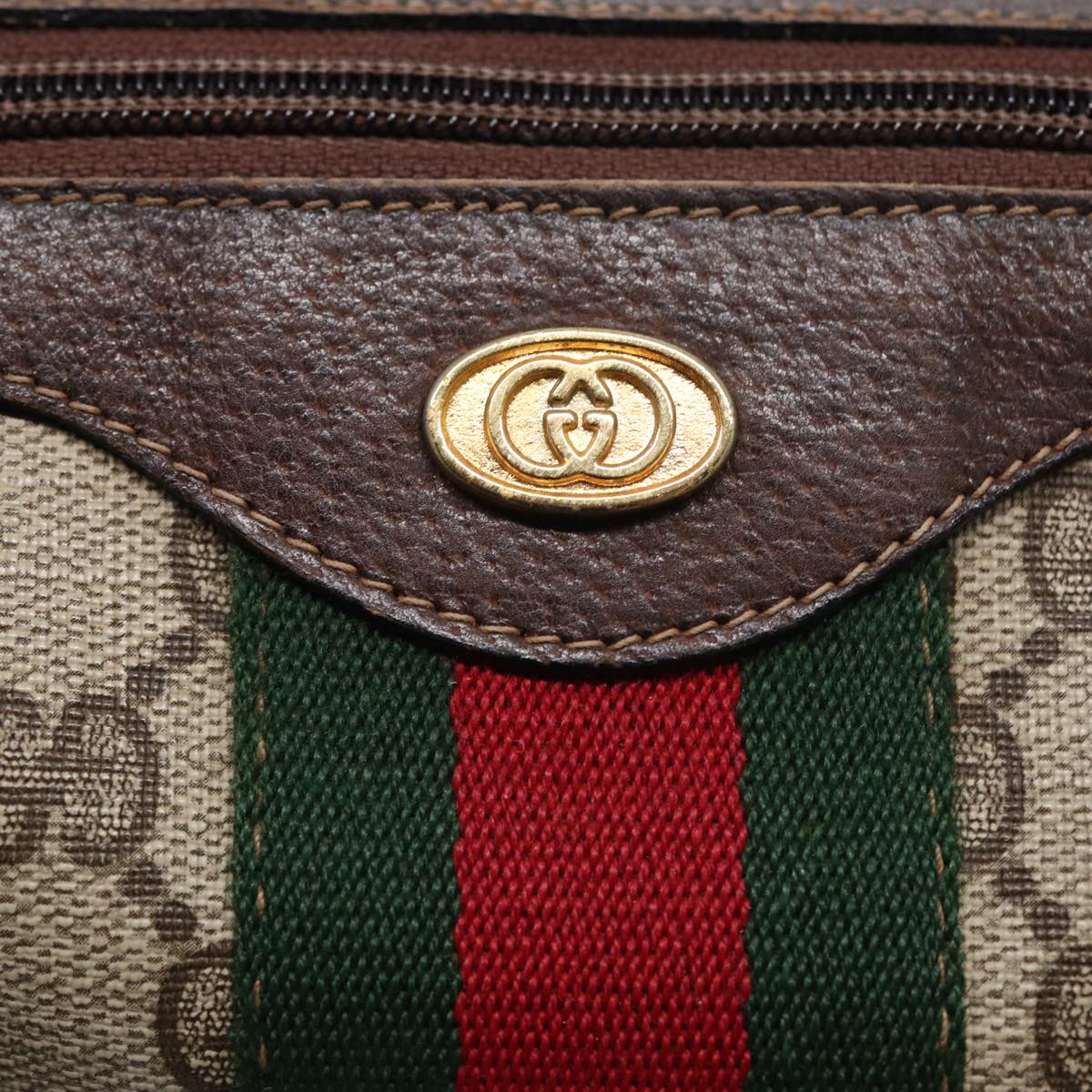 GUCCI GG Supreme Web Sherry Line Boston Bag PVC Beige Red 012 3842 78291