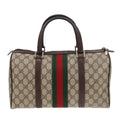 GUCCI GG Supreme Web Sherry Line Boston Bag PVC Beige Red 012 3842 78291
